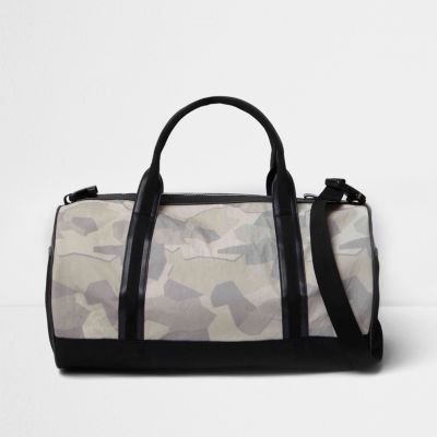 Black camouflage print holdall bag